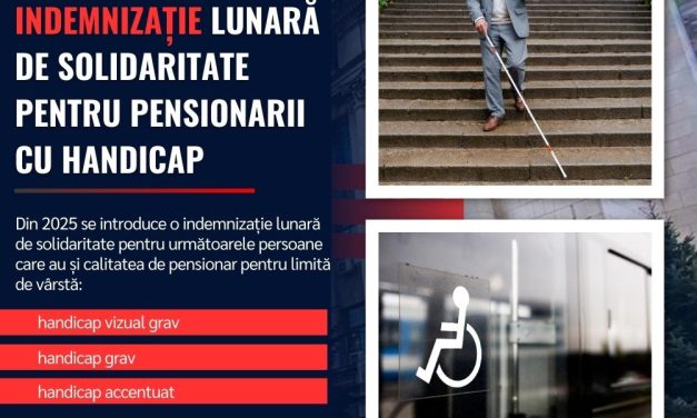 Indemnizație lunară de solidaritate pentru pensionarii cu handicap vizual grav, handicap grav și handicap accentuat